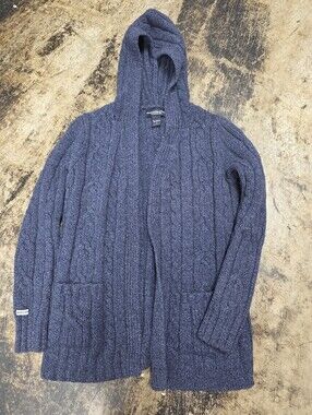 Vintage Abercrombie & Fitch Blue Cardigan With Hood Sz Small